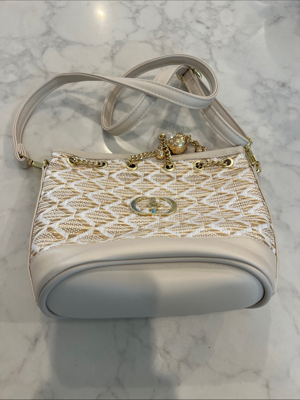 Dior Cream Woven Crossbody Bag with Gold Hardware GWP
